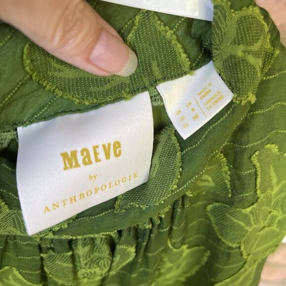 Anthropologie Maeve Savannah Swing Floral Lime Green Blouse Size 6 - Picture 5 of 11